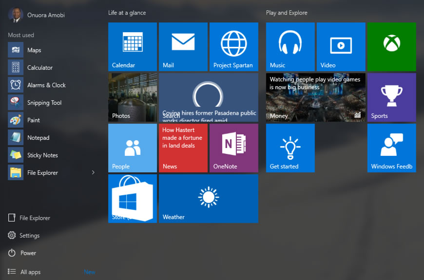 The Windows 10 Start Menu