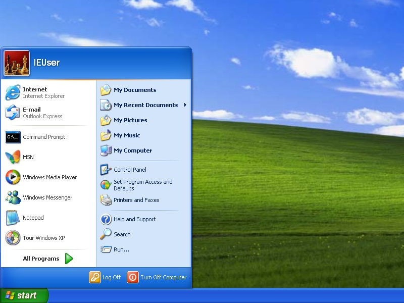 windows xp start menu windows xp start menu