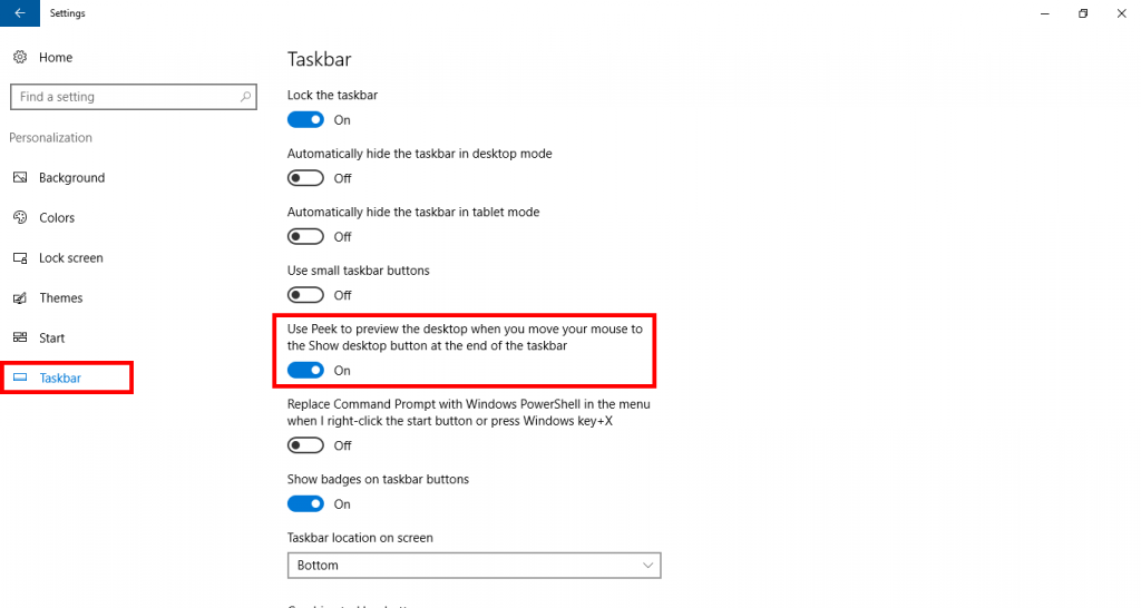 Windows 10 Tutorial Turn Peek At Desktop On Or Off WindowsChimp