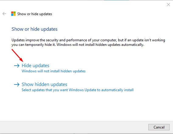 Show Hide Optional Update