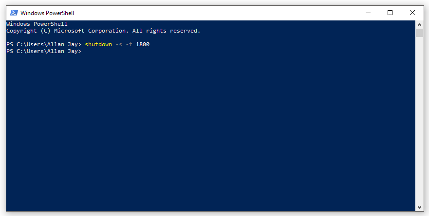 shutdown timer command shutdown timer command