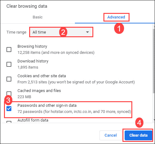 Clear all passwords
