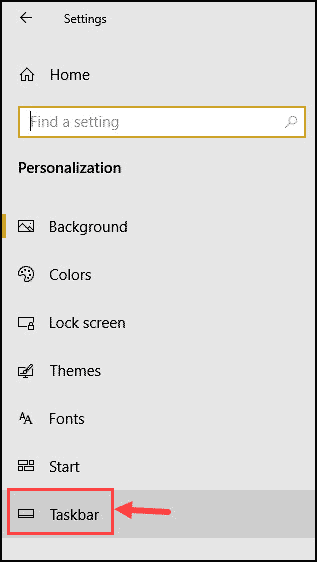 Taskbar settings