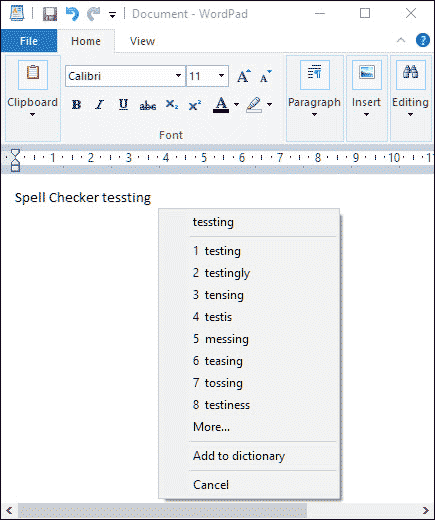 tinySpell suggestions