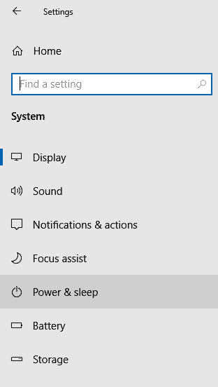 Power & Sleep Option