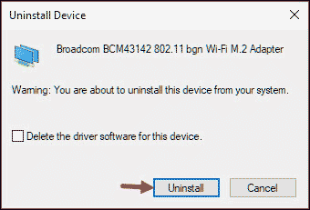 click on uninstall