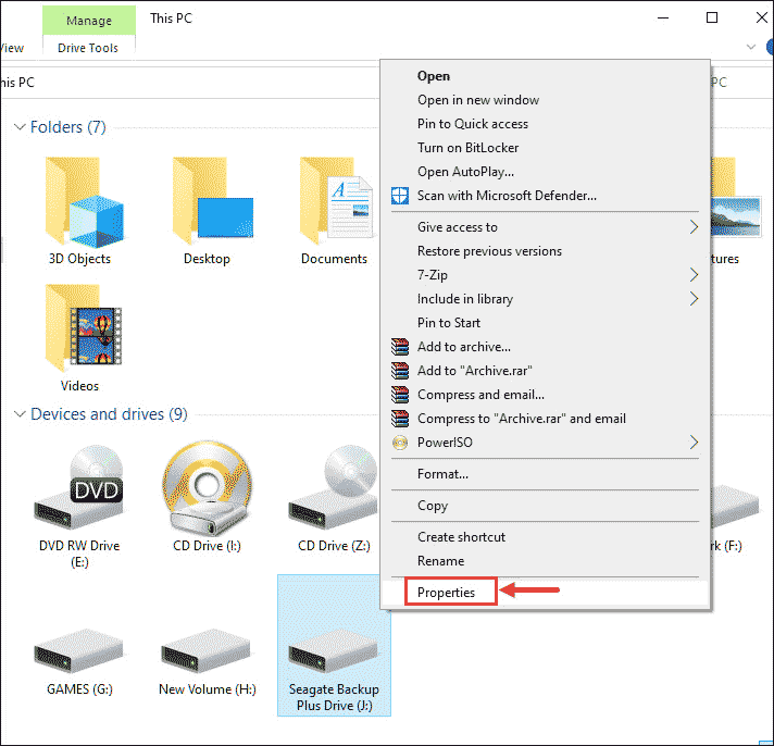 hard drive properties