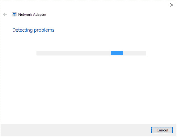 troubleshooter detecting network problem