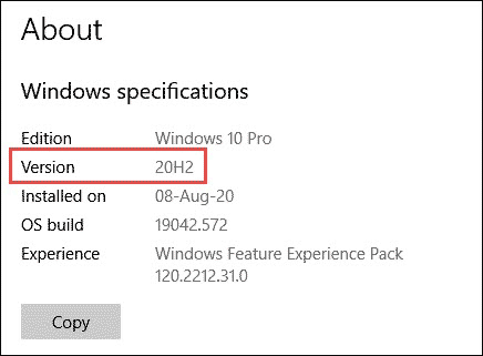 windows 10 version