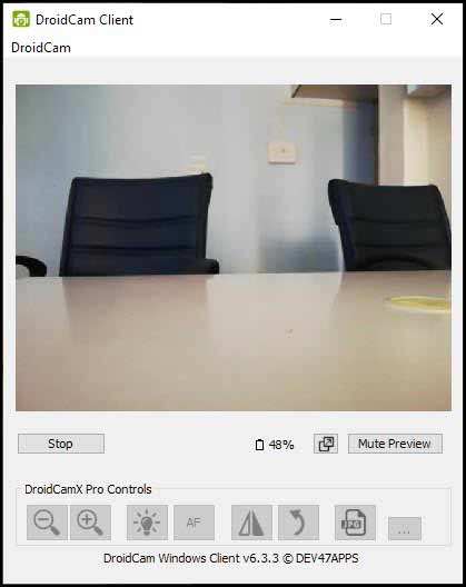 DroidCam Started
