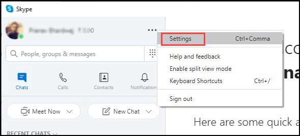 Skype Settings