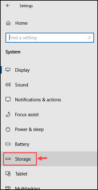 Storage settings