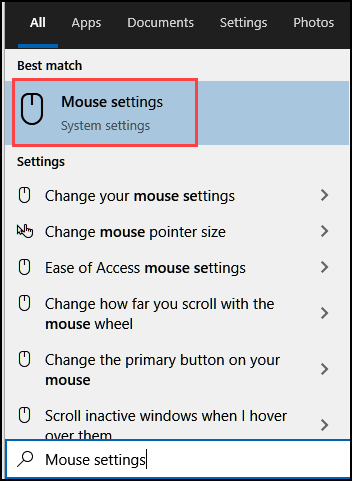 mouse settings