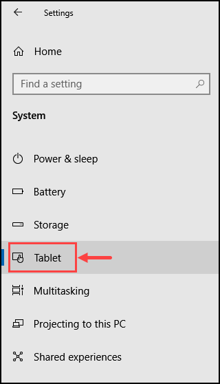Tablet settings