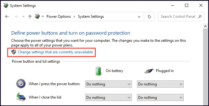 change settings that are unavailable