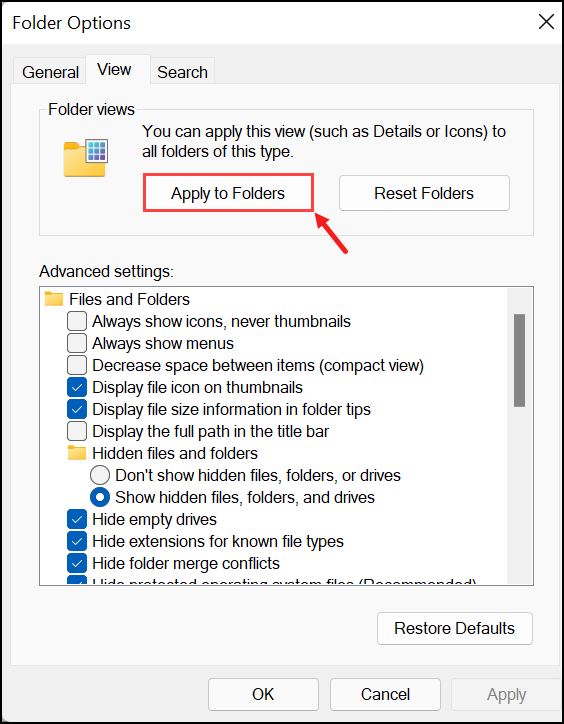 apply to folders