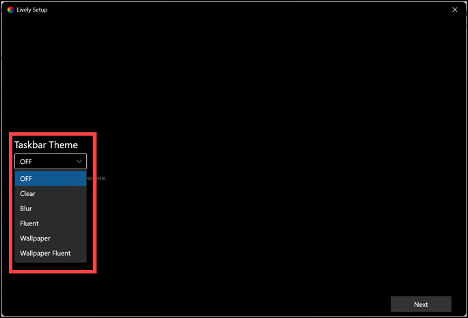 set taskbar theme