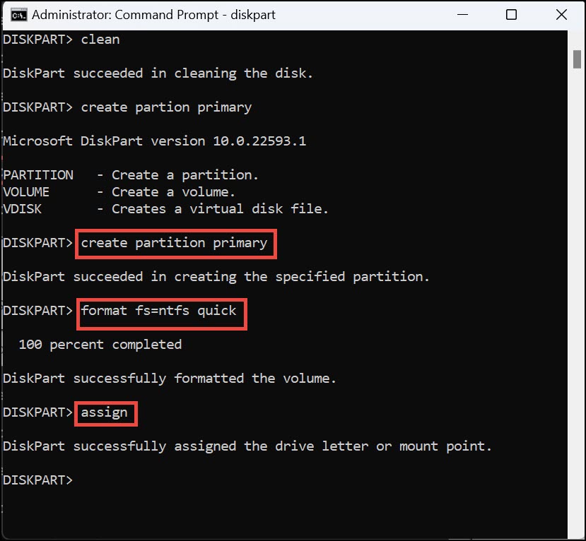 format a partition
