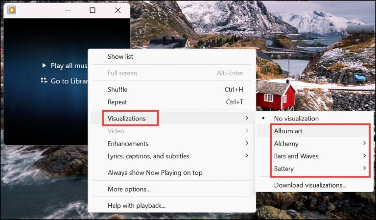 windows media player visualizations not working windows 10