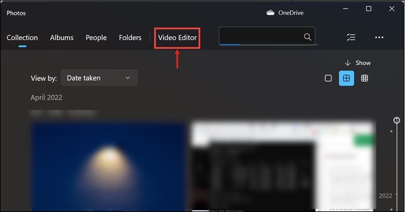 video editor tab