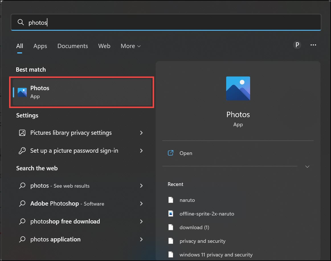 windows photos app