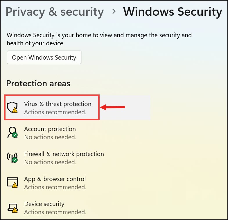 virus and threat protection