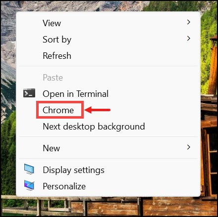 chrome in context menu